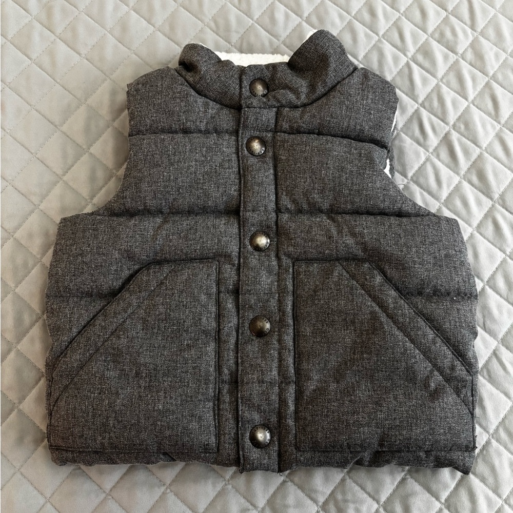Baby Gap Gray Puffer Vest with Button Closure